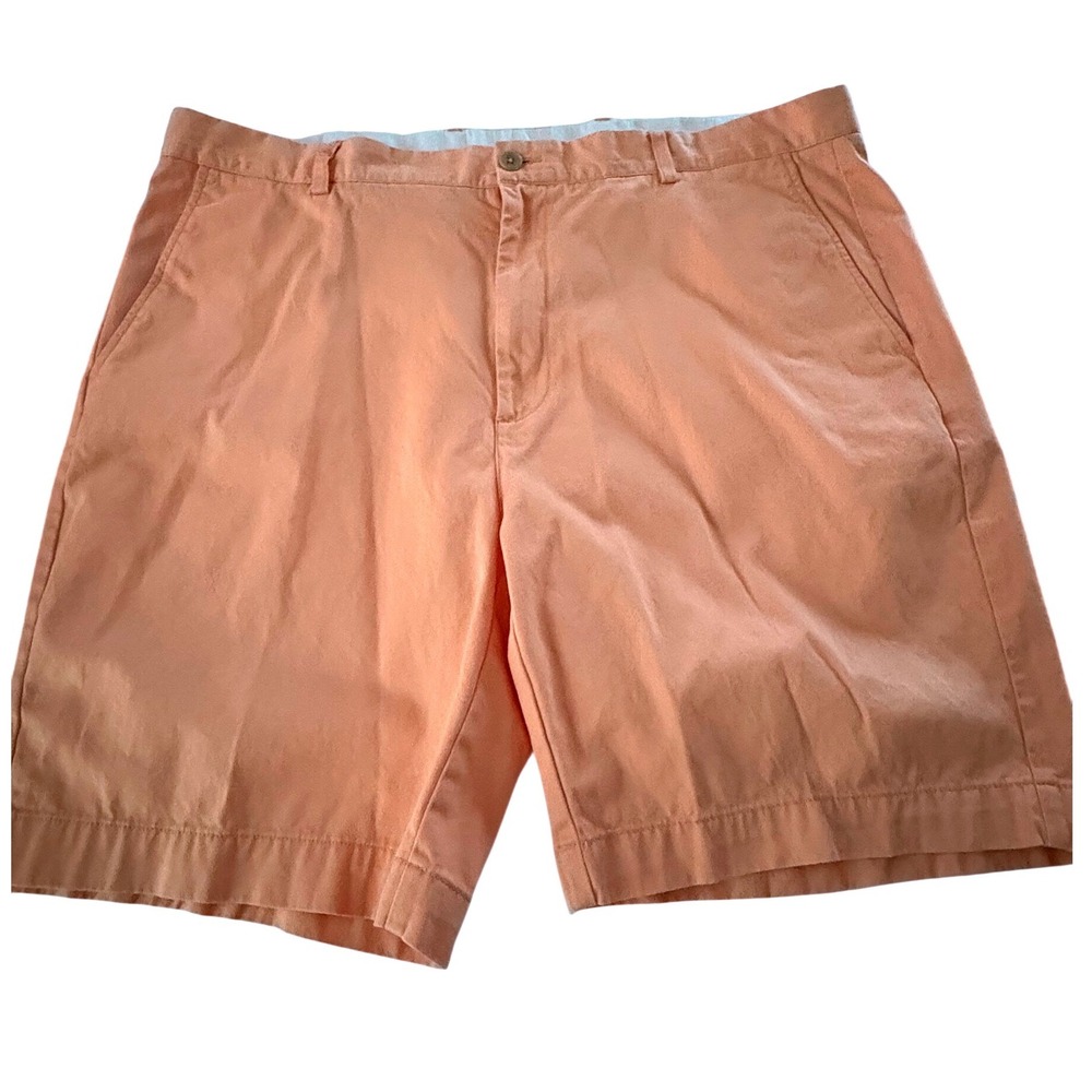 Roundtree & Yorke Casuals Mens 42 Chino Shorts Peach Orange Flat Front Cotton